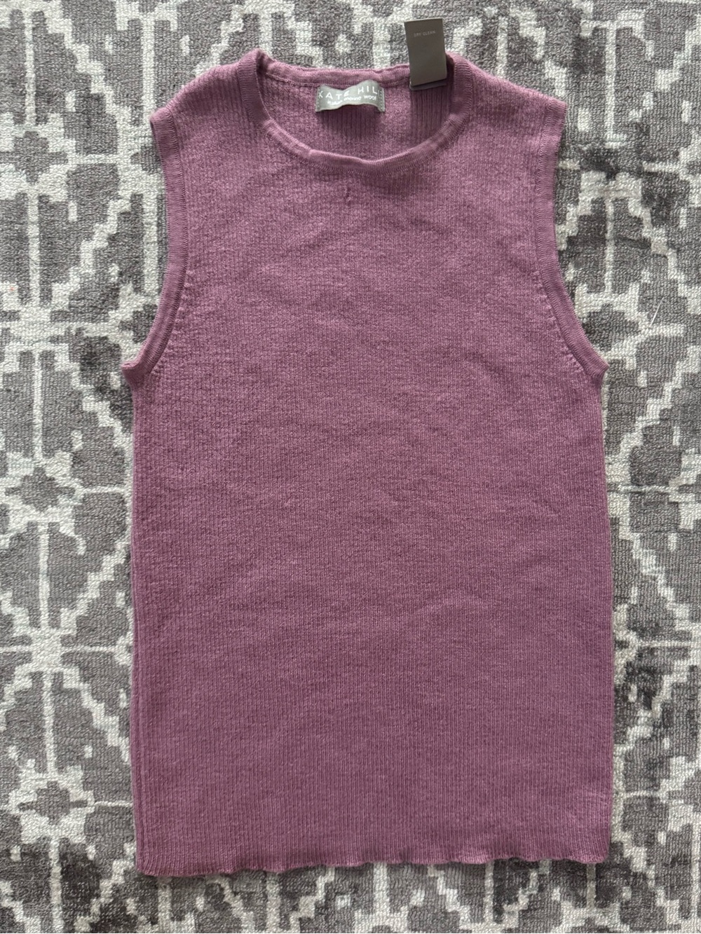 Kate Hill 100% Italian Merino Wool Sleeveless Sweater Vest Mauve M